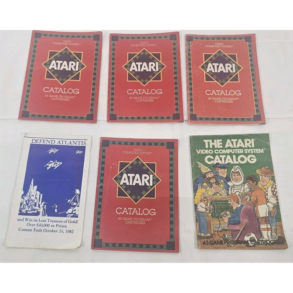 Vintage Atari 2600 Catalog Lot Game Manuals Brochures Defender Atlantis Pac-Man